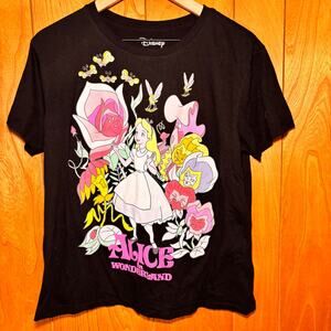 Disney Store Tinkerbell Womens Large White V-Neck Short Sleeve Graphic Top